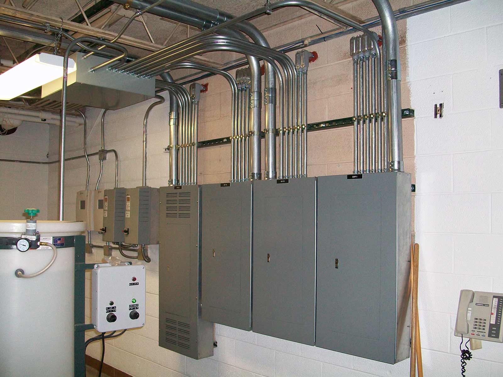 electric service panels in a commercial building