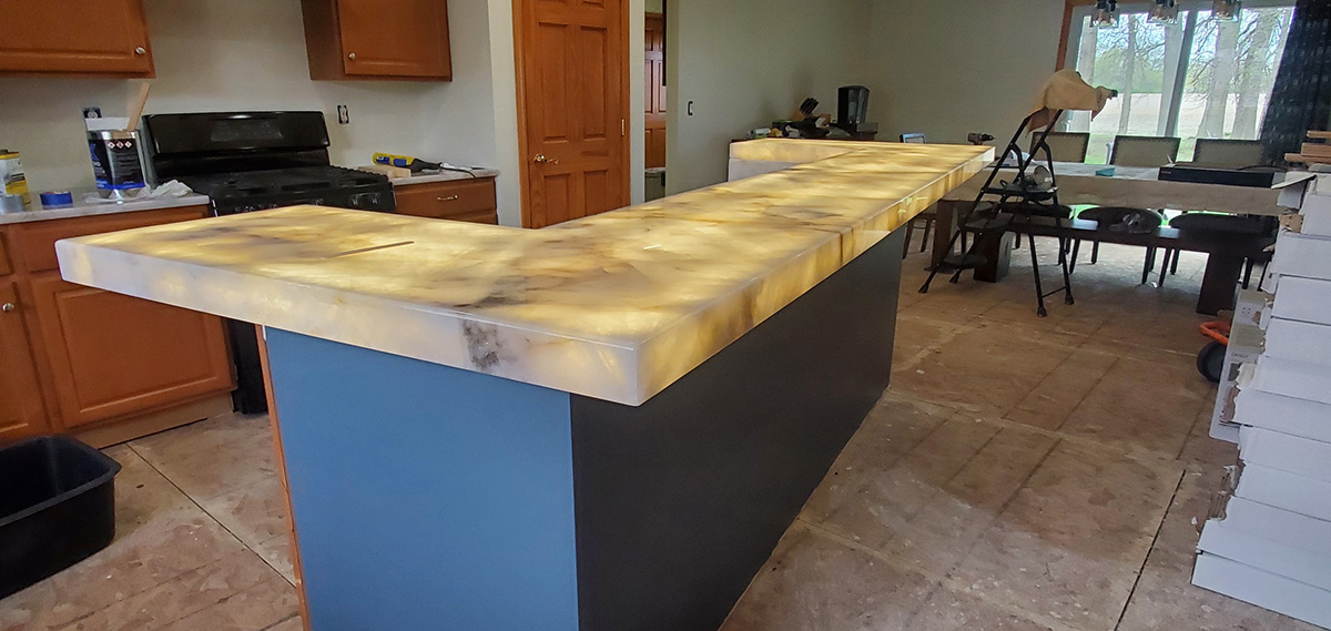 back lit granite counter top