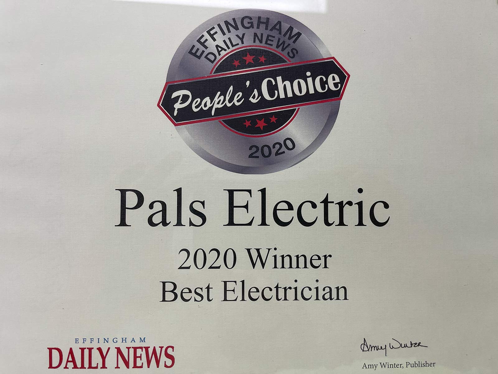 Effingham Daily News People's Choice 2020: Pals Electric for Best Electrician