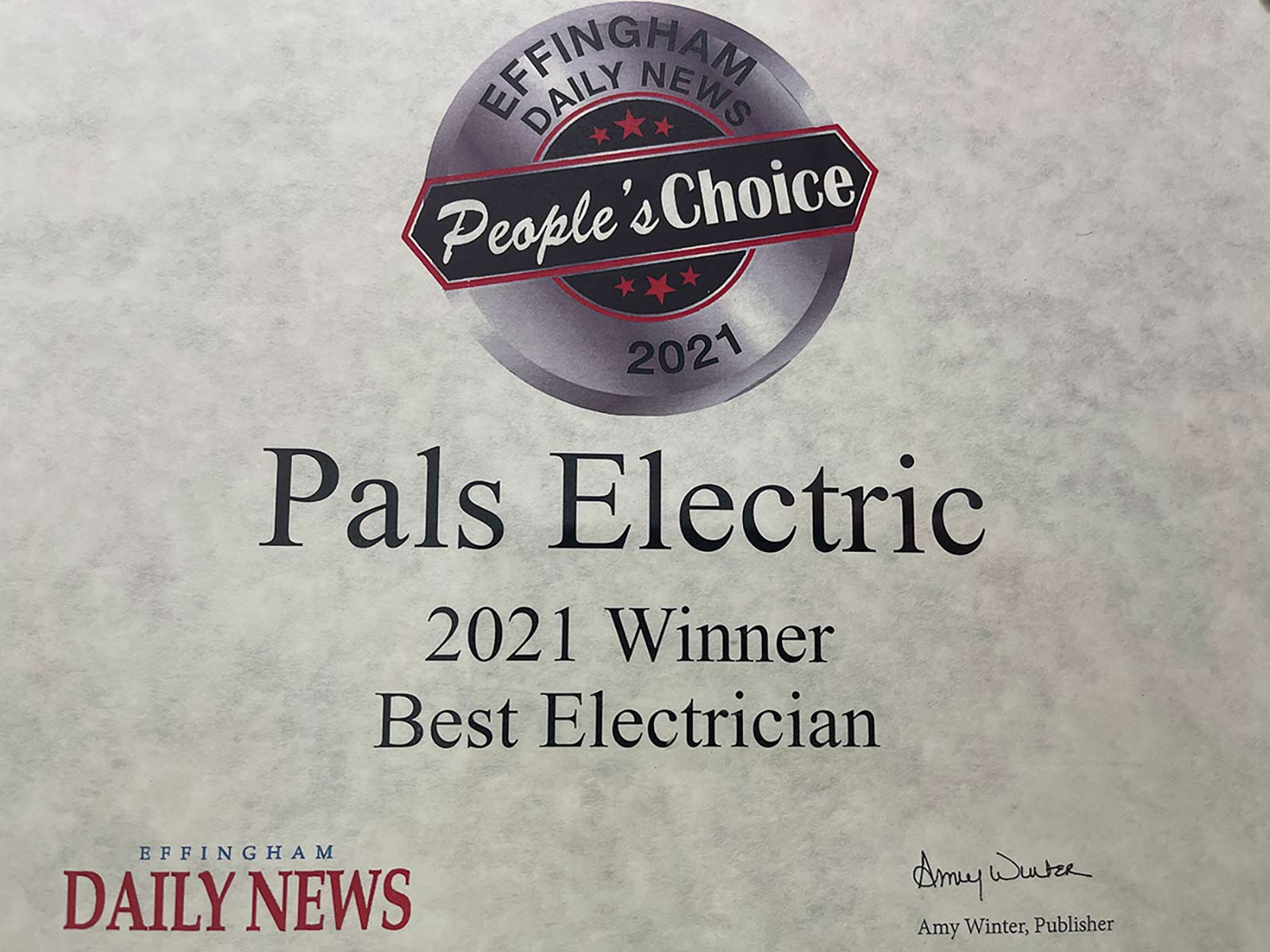 Effingham Daily News People's Choice 2021: Pals Electric for Best Electrician