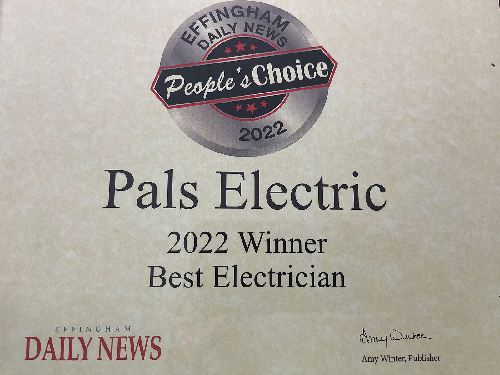 Effingham Daily News People's Choice 2022: Pals Electric for Best Electrician